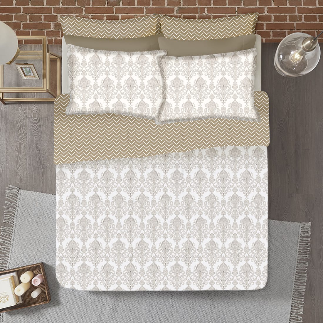 Soft Traditional Motif 300 TC Cotton Satin Bedsheet online in India