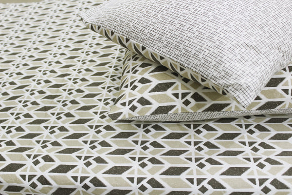Soft Cotton Printed 300 TC Ikat Geometrical Satin Fitted Bedsheet In Brown At Best Prices