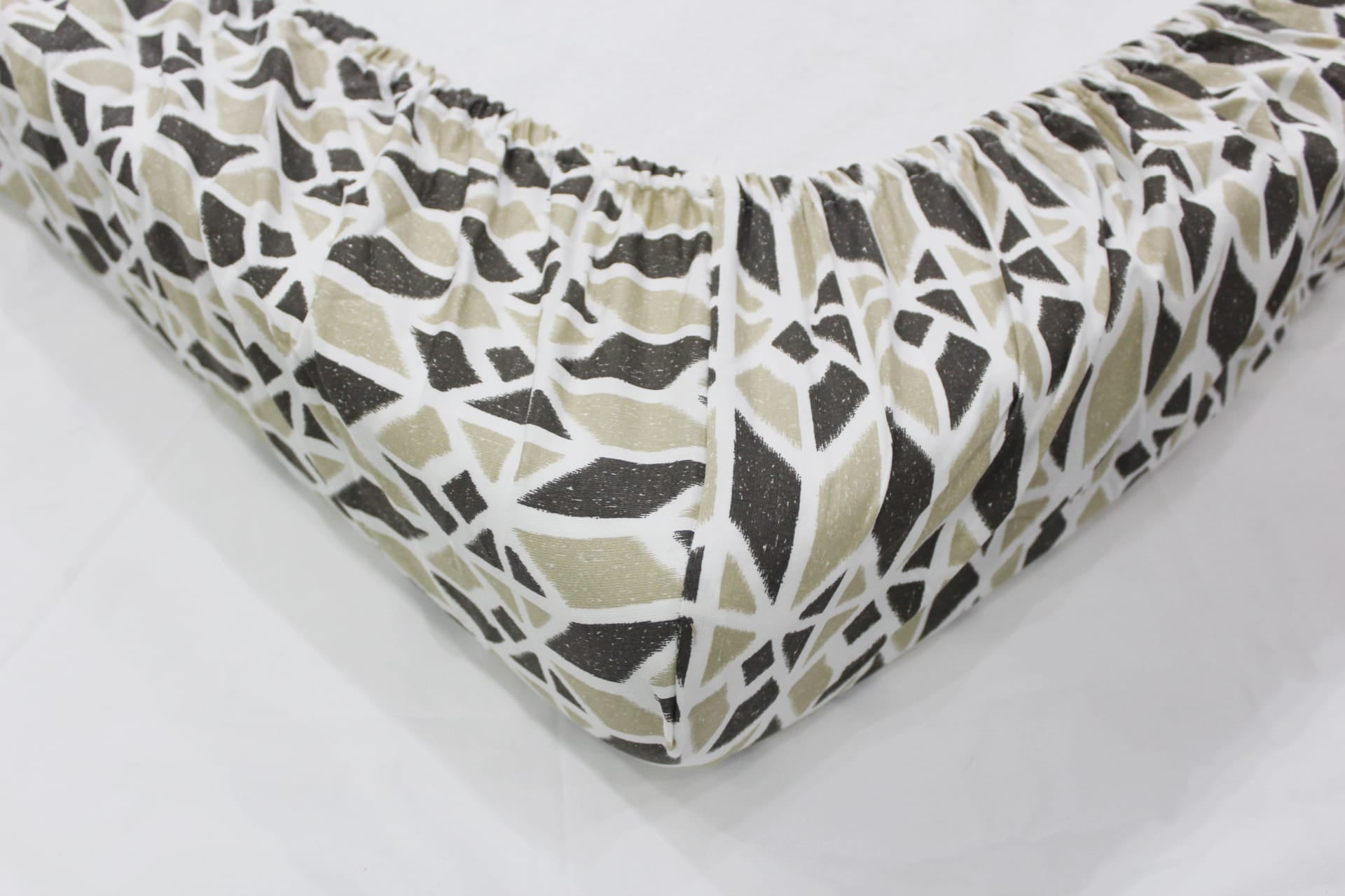 Soft Cotton Printed 300 TC Ikat Geometrical Satin Fitted Bedsheet In Brown At Best Prices