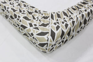 Soft Cotton Printed 300 TC Ikat Geometrical Satin Fitted Bedsheet In Brown At Best Prices