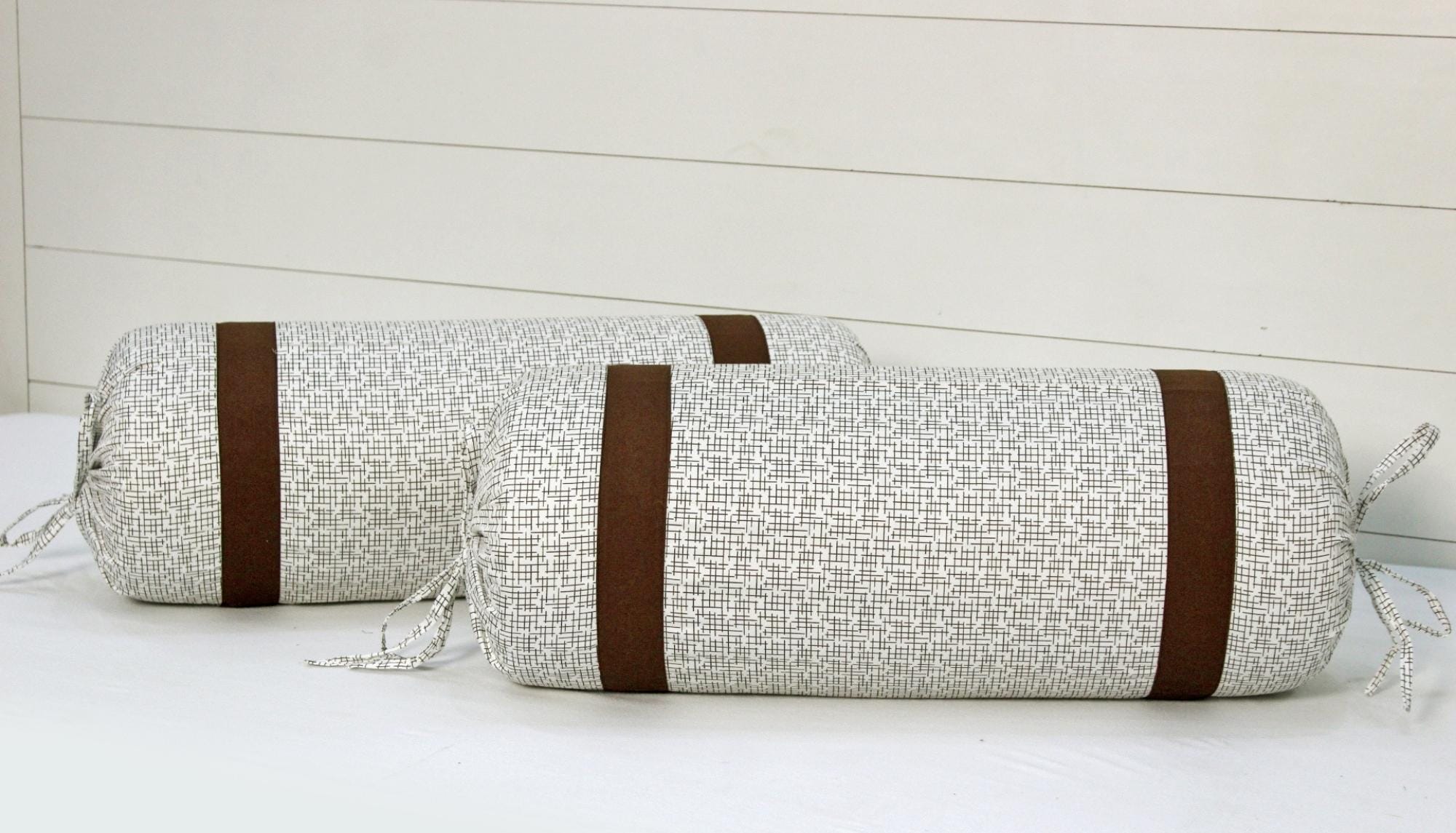 Soft Brown Geometrical Arrow Print Cotton Satin Bolster Cover Set online in India