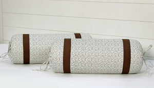 Soft Brown Geometrical Arrow Print Cotton Satin Bolster Cover Set online in India