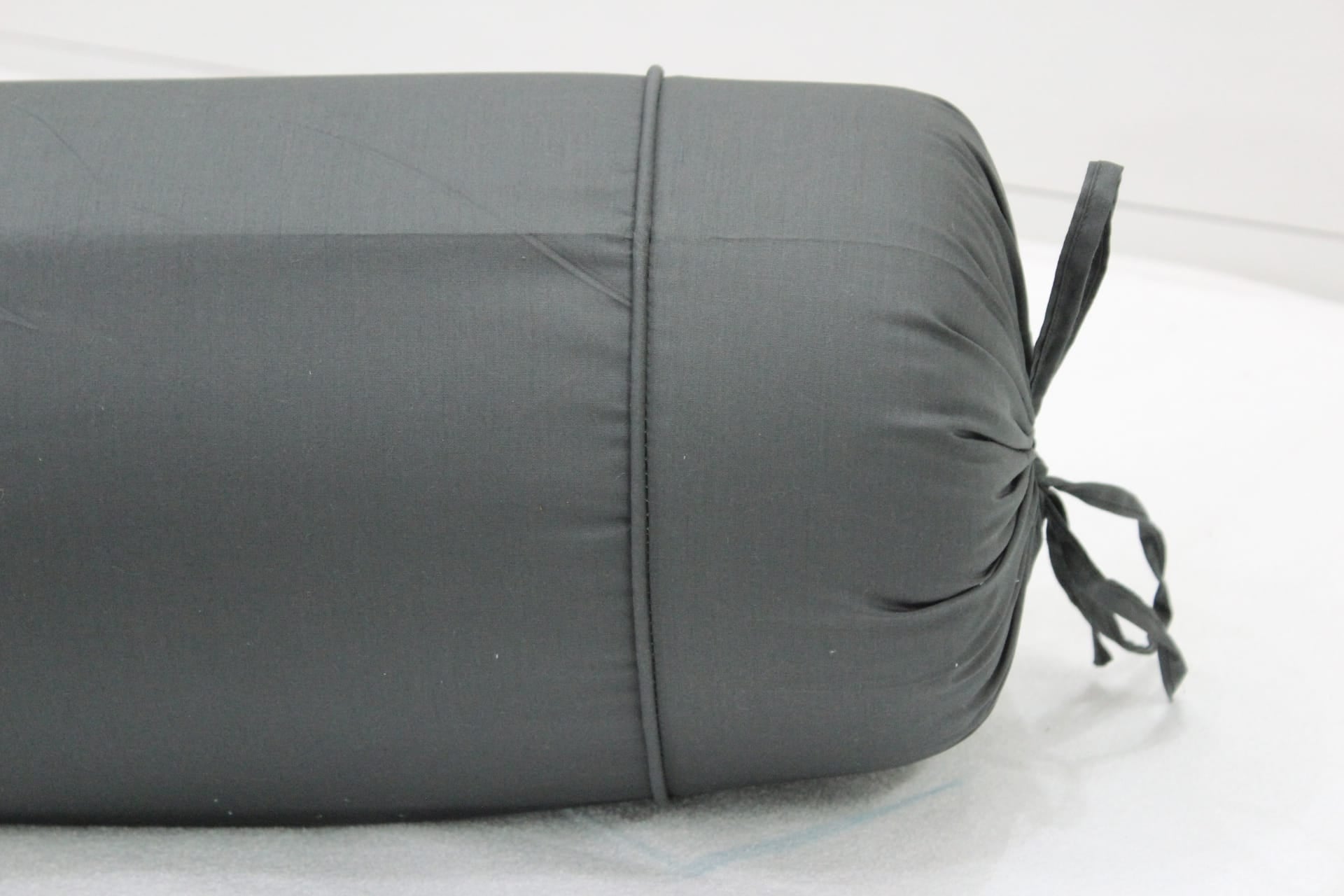 Comfortable Plain Cotton Bolster Cover Set 2pcs in Grey online