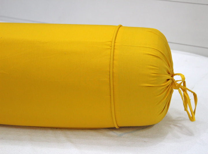 Comfortable Plain Cotton Bolster Cover Set 2pcs in Yellow online