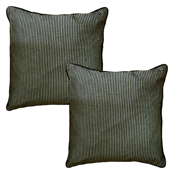 ALPHA Woven Cotton Stripes 2 Pcs Cushion Cover set - Black