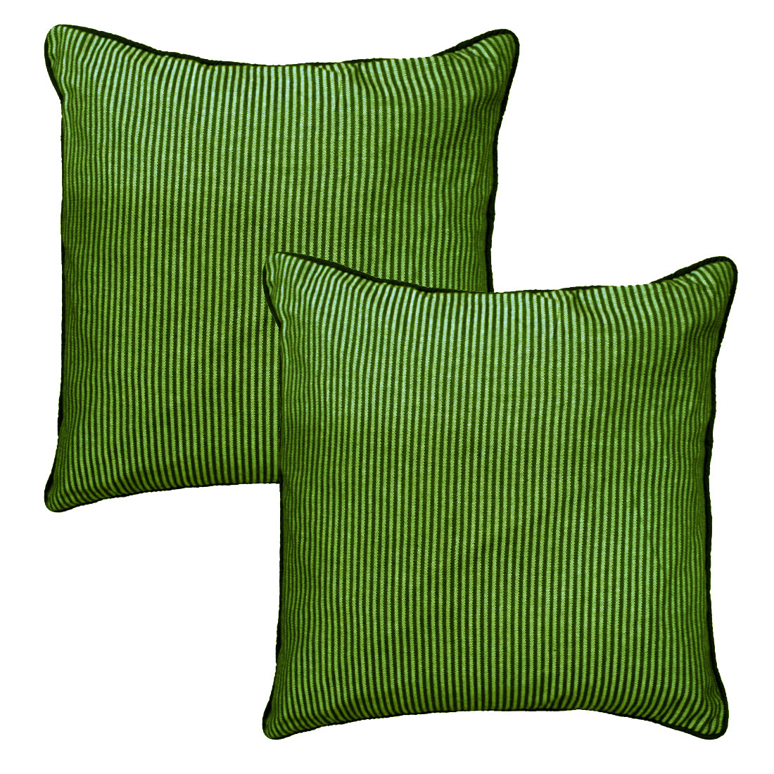ALPHA Woven Cotton Stripes 2 Pcs  Cushion Cover set - Green