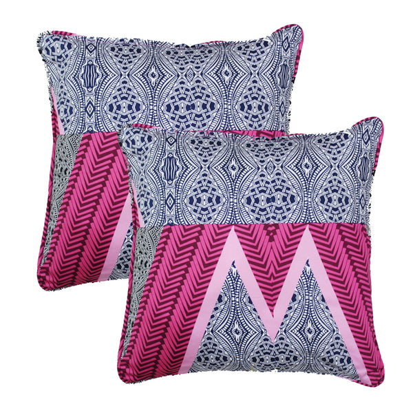 Quartz Printed Abstract Cotton Cushion Cover - Pink