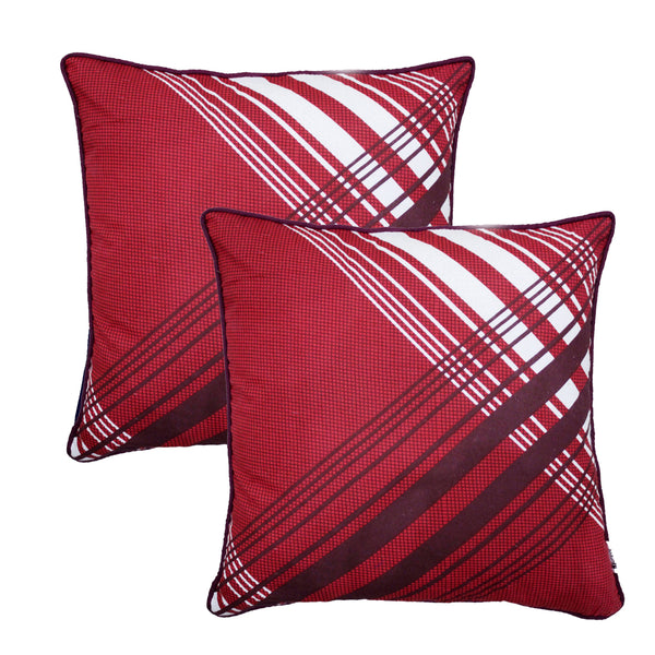 Quartz Printed Geometrical Cotton Cushion Cover - Red