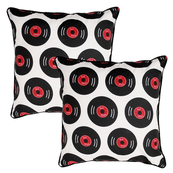 Quartz Printed Geometrical Cotton Cushion Cover - Black