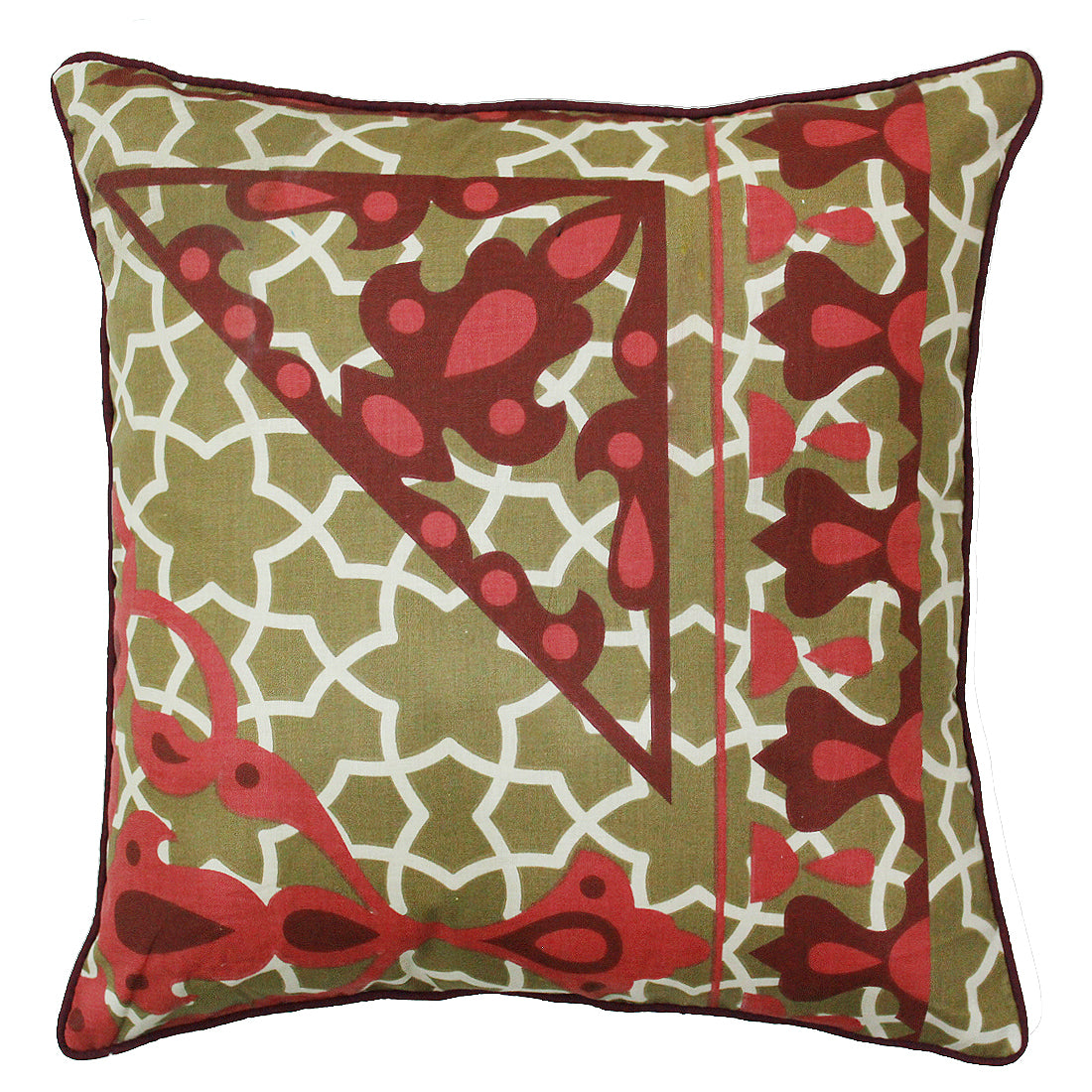 Quartz Printed Abstract Cotton Cushion Cover - Brown