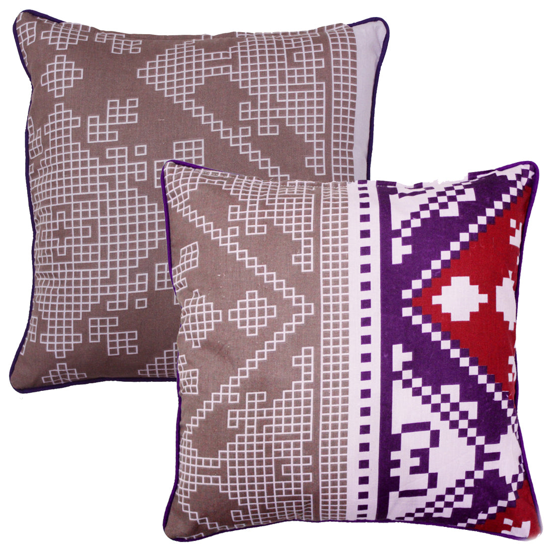 Quartz Printed Abstract Cotton Cushion Cover - Purple