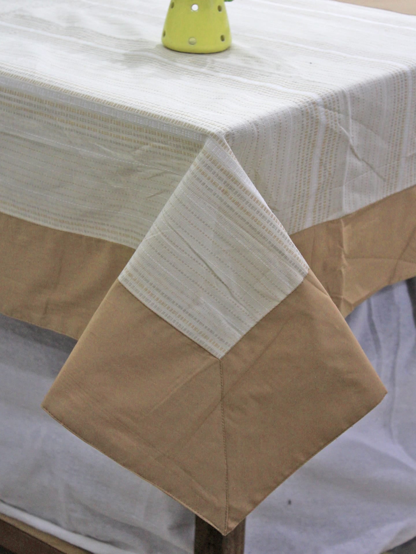 Alpha Beige Woven Cotton Floral Table Cover(1 Pc) online in India