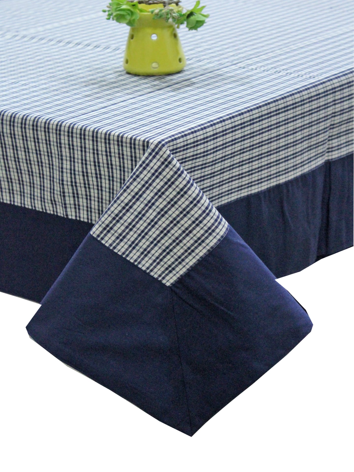 Alpha Blue Woven Cotton Check Table Cover(1 Pc) online in India