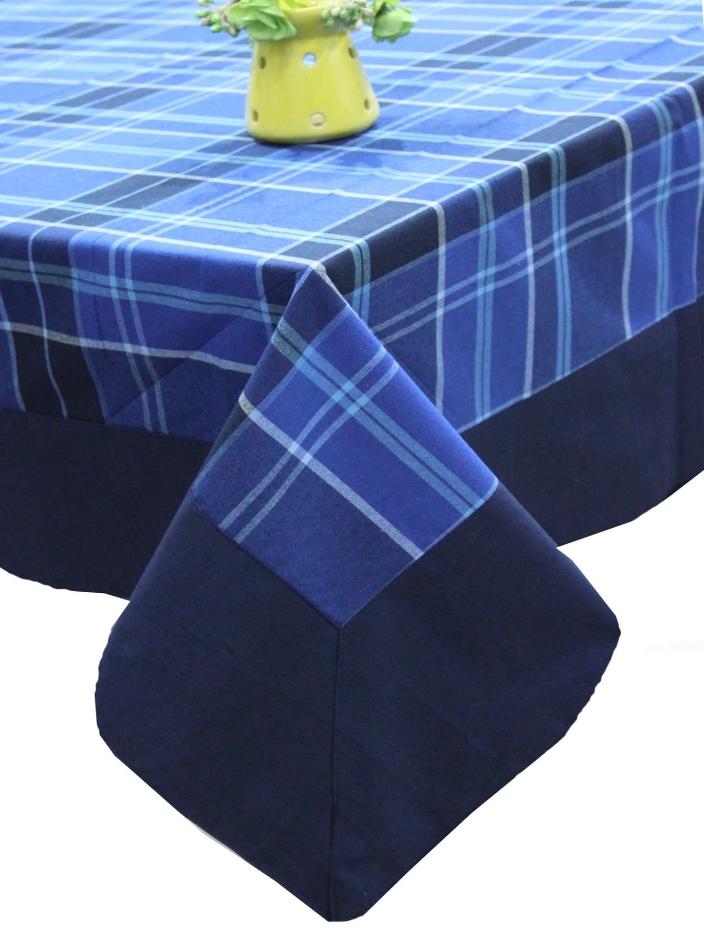 Alpha Blue Woven Cotton Check Table Cover(1 Pc) online in India