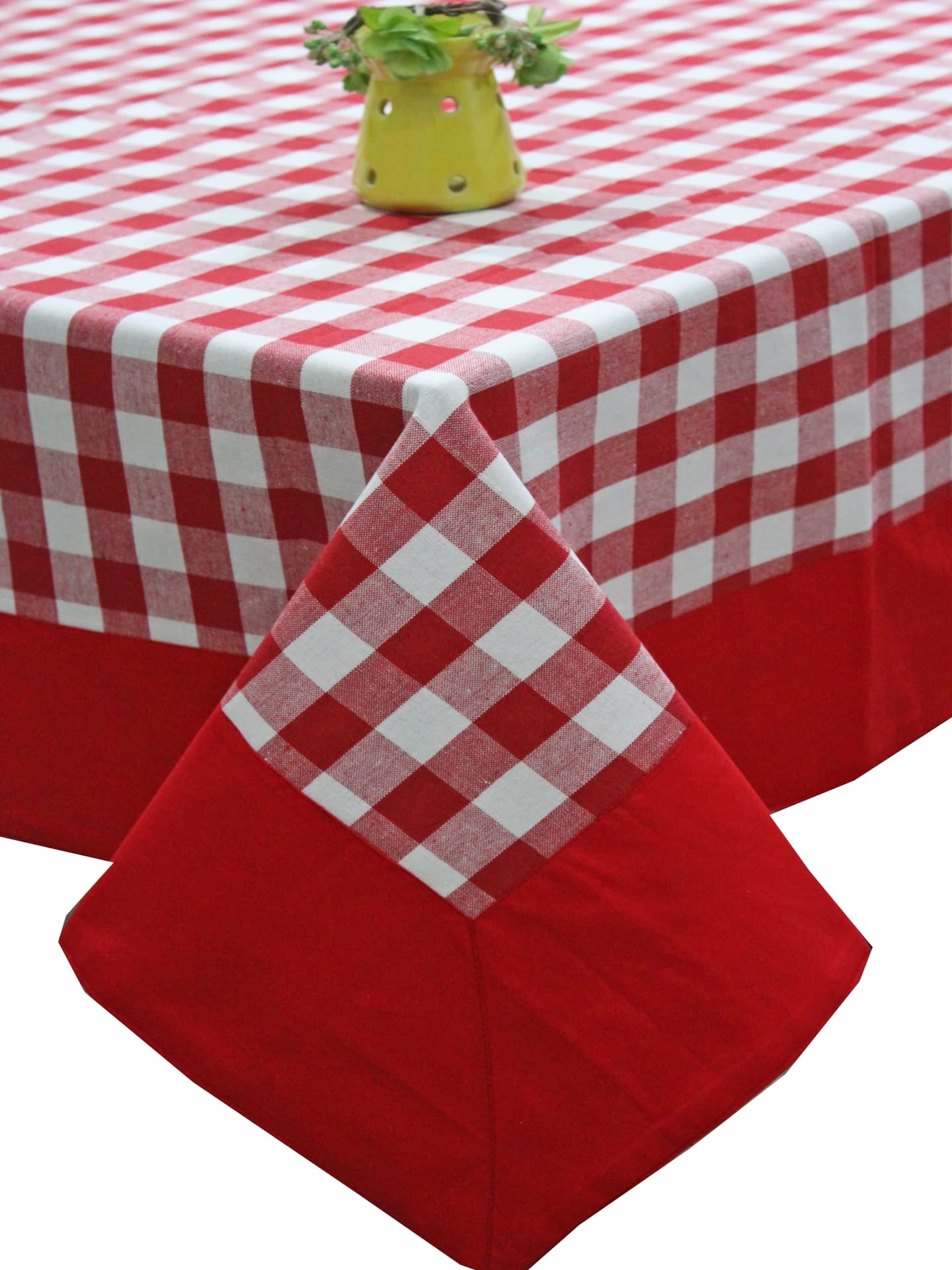 Alpha Red Woven Cotton Check Table Cover(1 Pc) online in India 