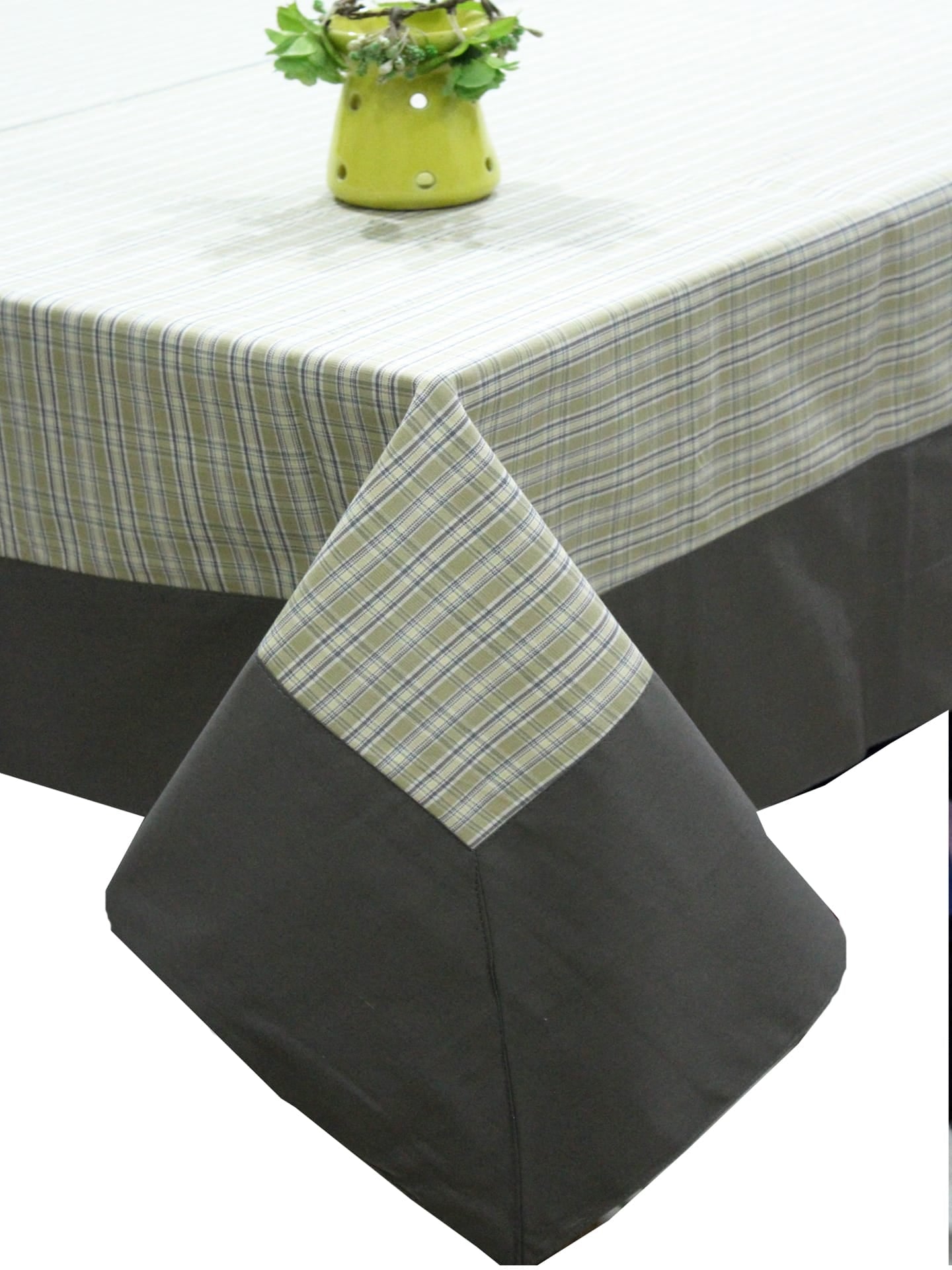 Alpha Khaki Woven Cotton Check Table Cover(1 Pc) online in India