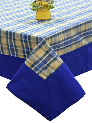 Alpha Blue Woven Cotton Check Table Cover(1 Pc) online in India