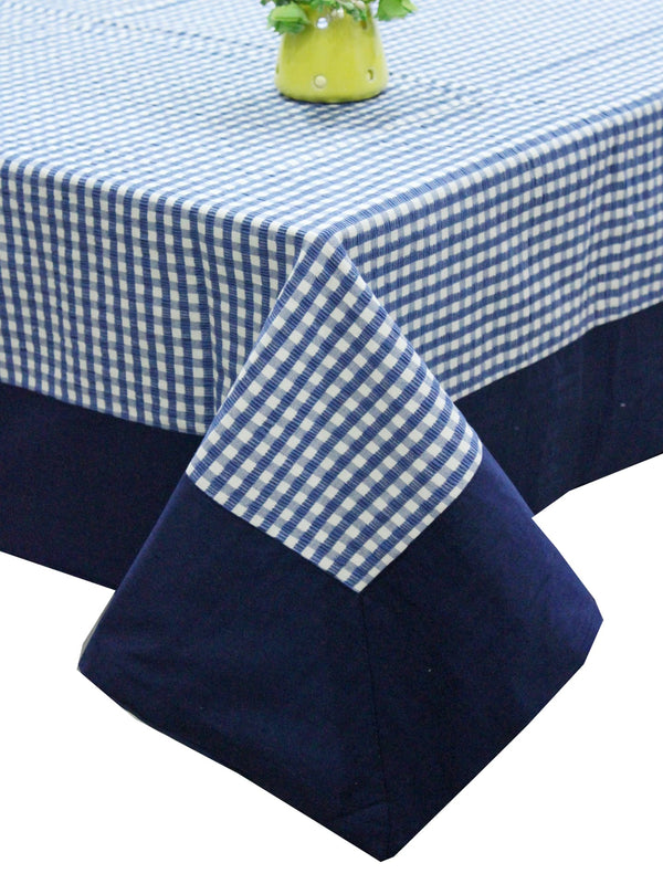 Alpha Blue Woven Cotton Check Table Cover(1 Pc) online in India 