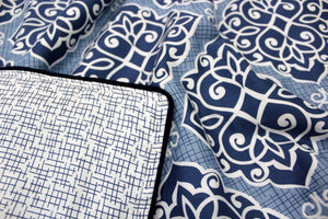 Soft 300 TC Blue Modern Art Print Cotton Satin Duvet Cover online in India