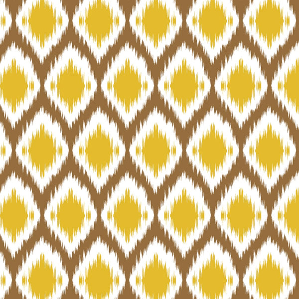 Soft Mustard 144 TC Ikat Print Cotton Fabric(231 cms) online in India