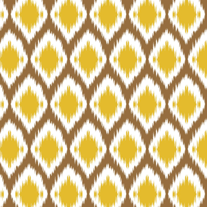 Soft Mustard 144 TC Ikat Print Cotton Fabric(231 cms) online in India
