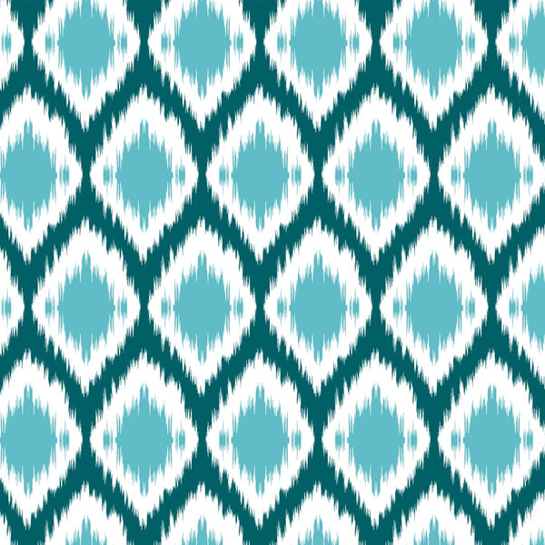 Soft Aqua 144 TC Ikat Print Cotton Fabric(231 cms) online in India