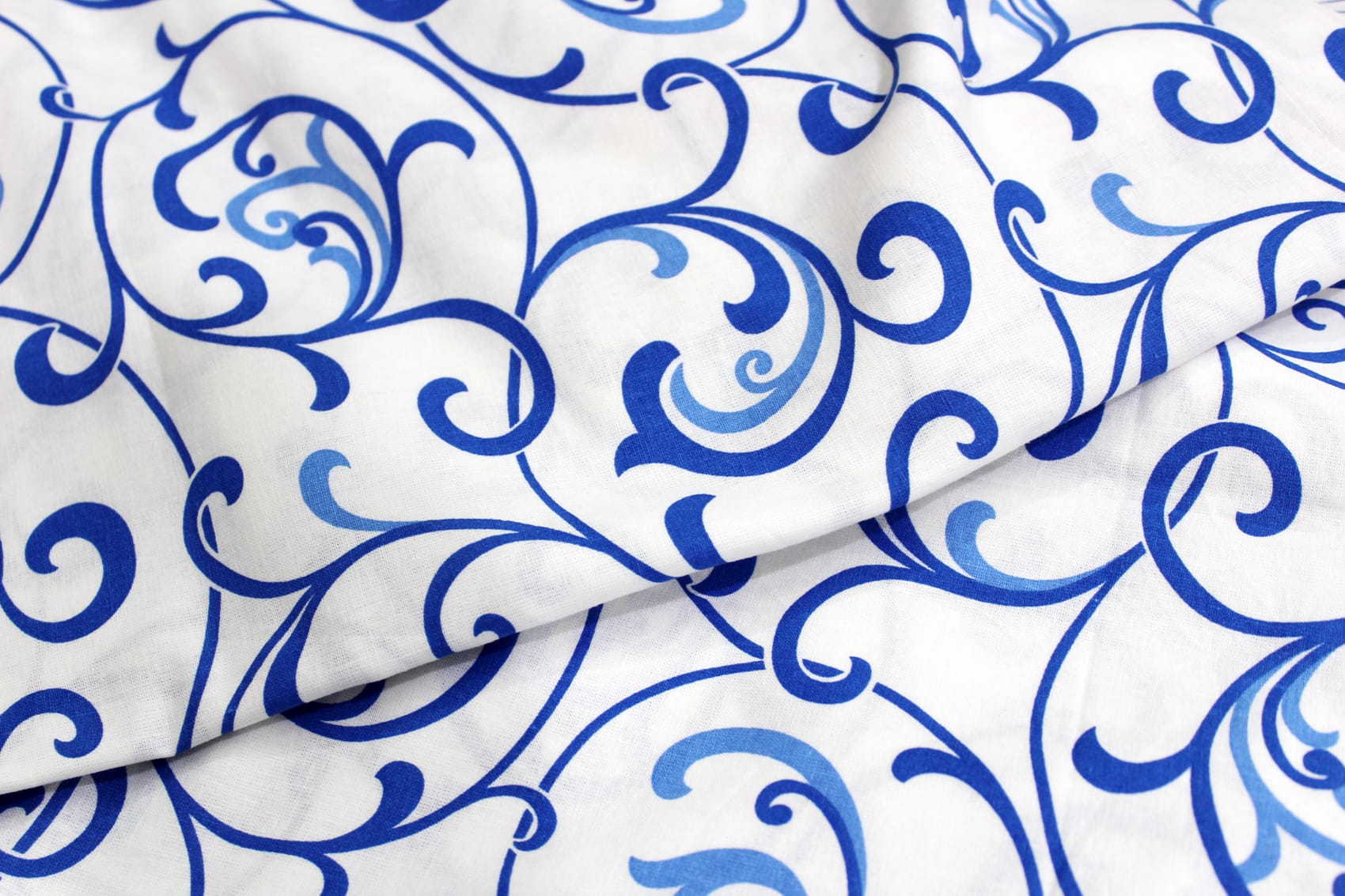 Soft Blue 144 TC Floral Print Cotton Fabric(231 cms) online in India