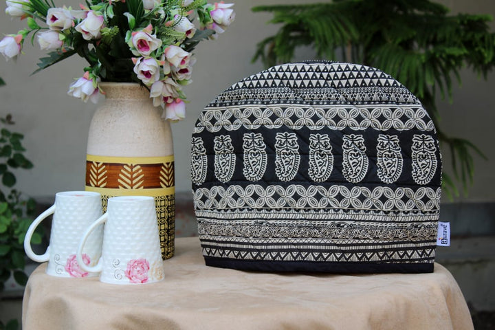 Stylish Black Printed Cotton Quilted Tea Cozy online in India at best prices