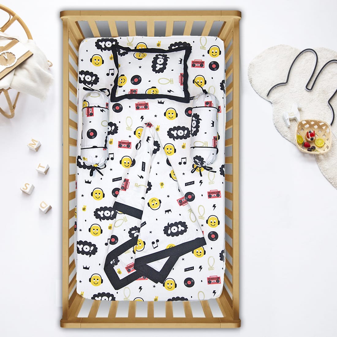 Soft cotton Baby Cot Bedsheet Set (5 Pcs) online In India