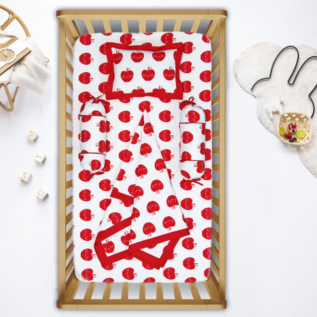 Soft cotton Baby Cot Bedsheet Set (5 Pcs) online In India