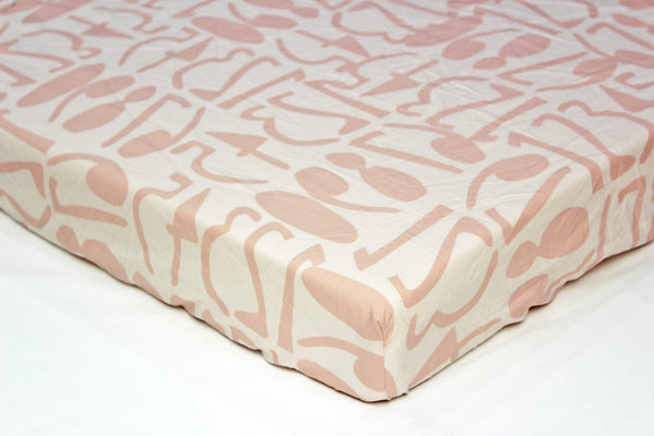 MELANGE 100% Cotton Baby Cot Fitted Bedsheet - Peach