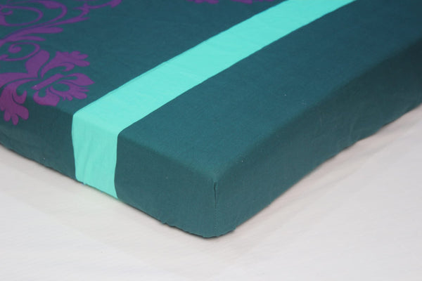 MELANGE 100% Cotton Baby Cot Fitted Bedsheet - Green