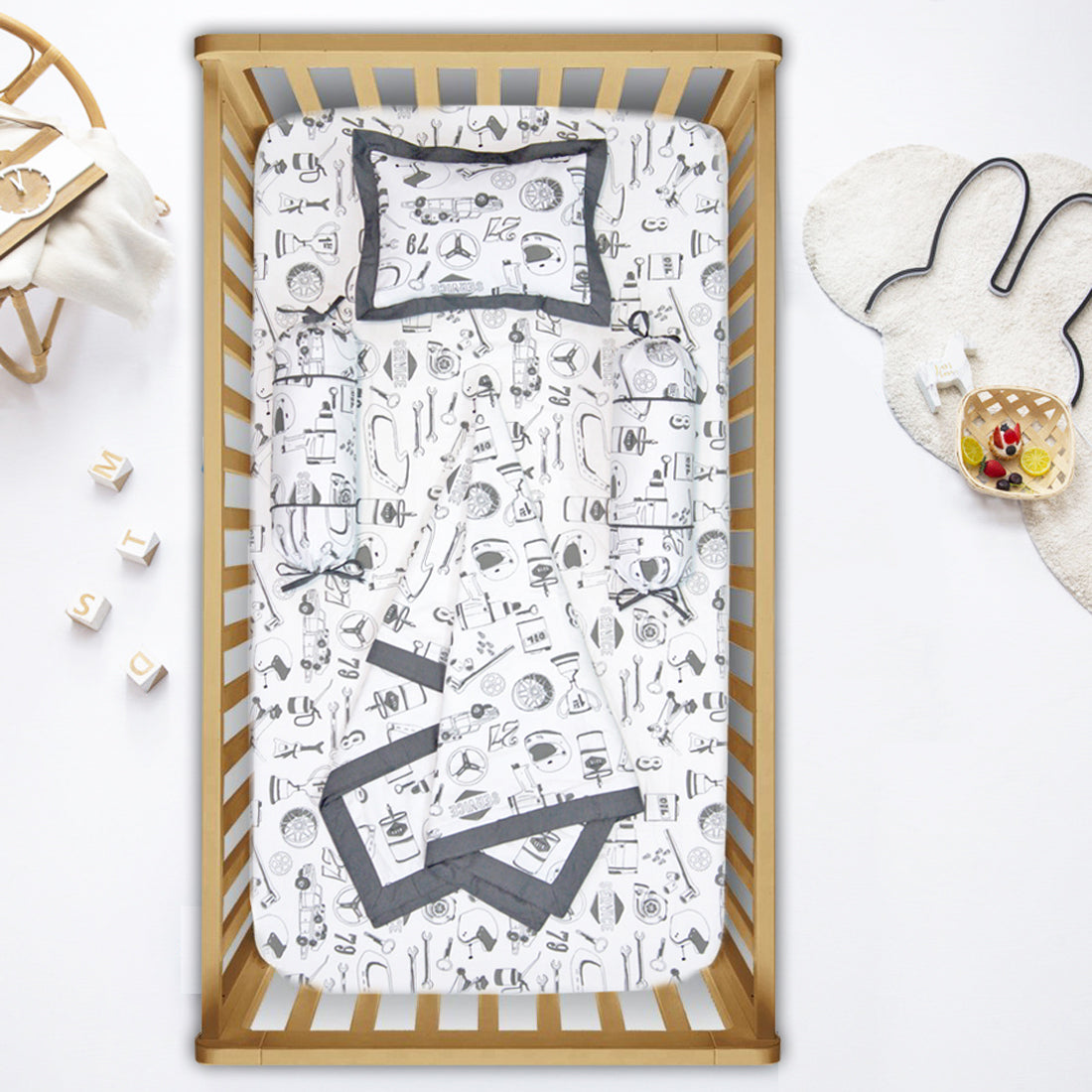 Soft cotton Baby Cot Bedsheet Set (5 Pcs) online In India