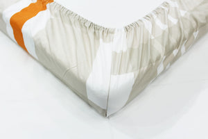 Soft Cotton Check print 250 TC Fitted Bedsheet In Orange At Best Prices