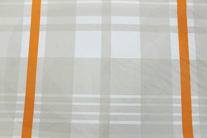 Soft Cotton Check print 250 TC Fitted Bedsheet In Orange At Best Prices