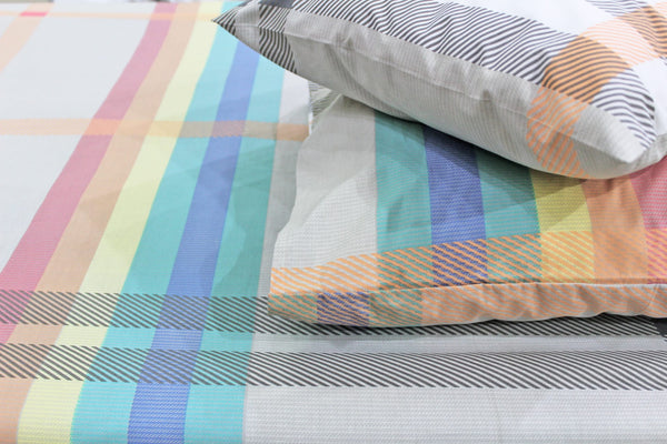 Soft Check Print 250 TC Fitted Bedsheet In Multicolor At Best Prices 