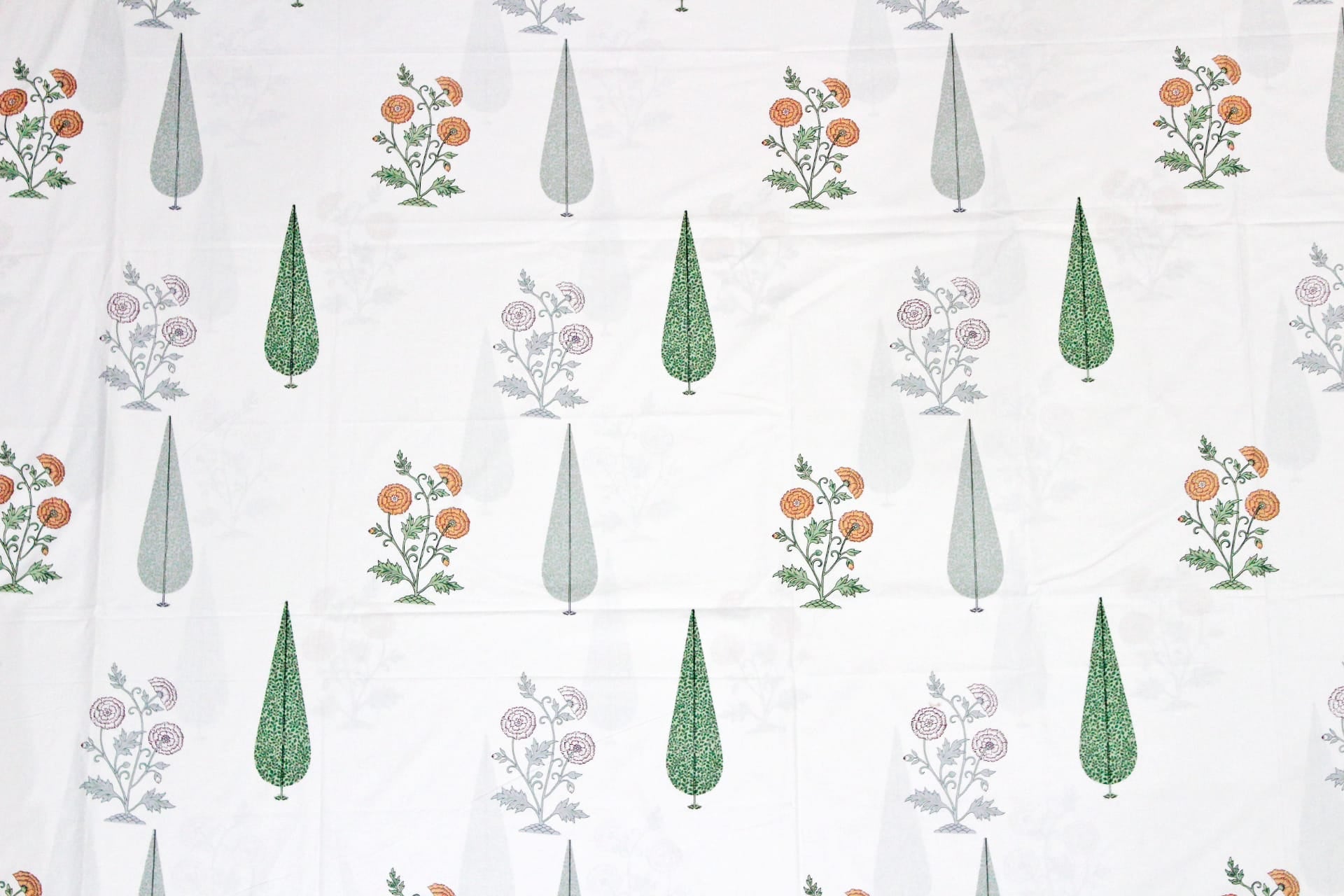 Soft Cotton Floral print 250 TC fitted bedsheet in Orange At Best Prices