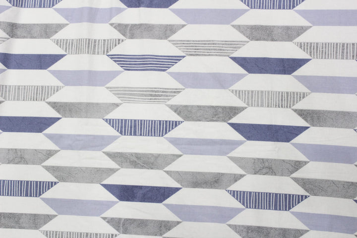 Soft Cotton Geometrical Print 250 TC Fitted Bedsheet In Blue Online In India