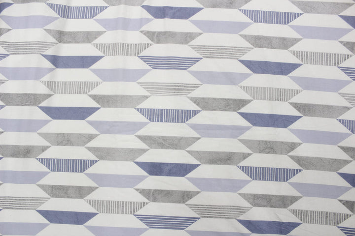 Soft Cotton Geometrical Print 250 TC Fitted Bedsheet In Blue Online In India