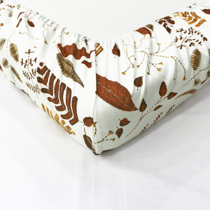 Soft Cotton Floral Print 250 TC Fitted Bedsheet In Brown Online In India