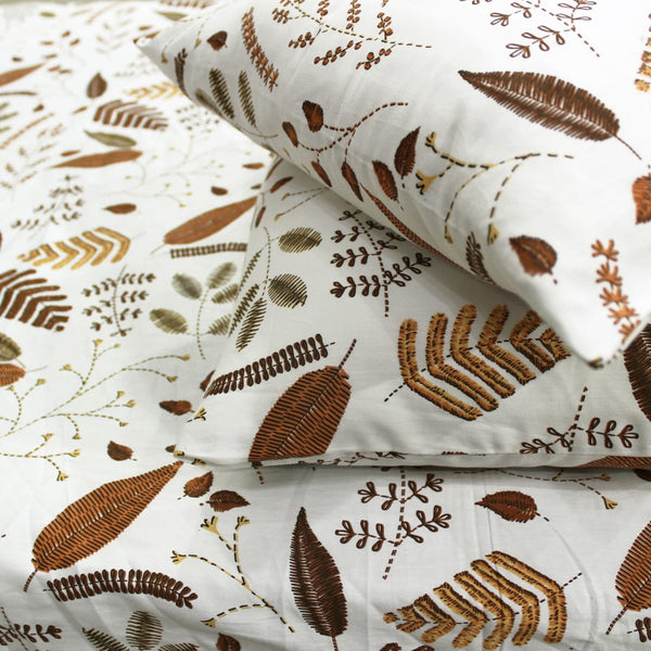 Soft Cotton Floral Print 250 TC Fitted Bedsheet In Brown Online In India