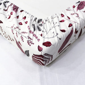 Soft Cotton Floral Print 250 TC Fitted Bedsheet In Burgundy Online In India