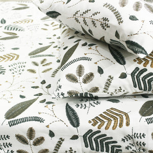 Soft Cotton Floral Print 250 TC Fitted Bedsheet In Green Online In India