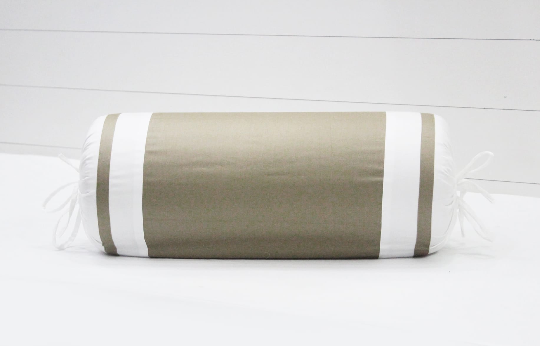 400 TC Luxurious Cotton Satin Bolster Cover Set in Light Brown-2Pcs