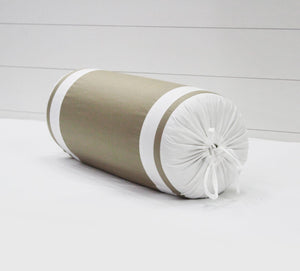400 TC Luxurious Cotton Satin Bolster Cover Set in Light Brown-2Pcs