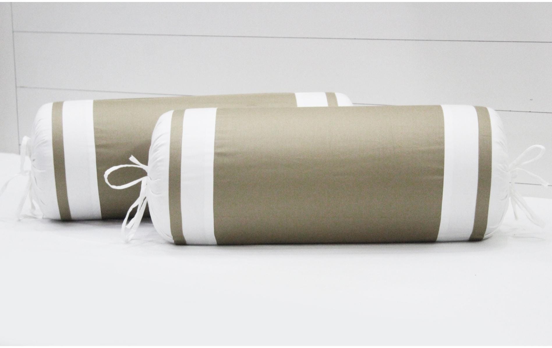 400 TC Luxurious Cotton Satin Bolster Cover Set in Light Brown-2Pcs