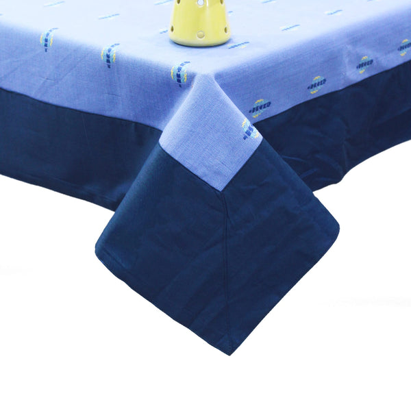 Alpha Blue Woven Cotton Floral Table Cover(1 Pc) online in India