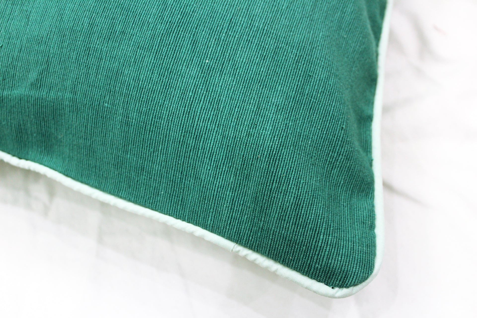Soft Woven Corded Stripe Cotton Cushion Cover Set in Bottle Green online (1Pc)
