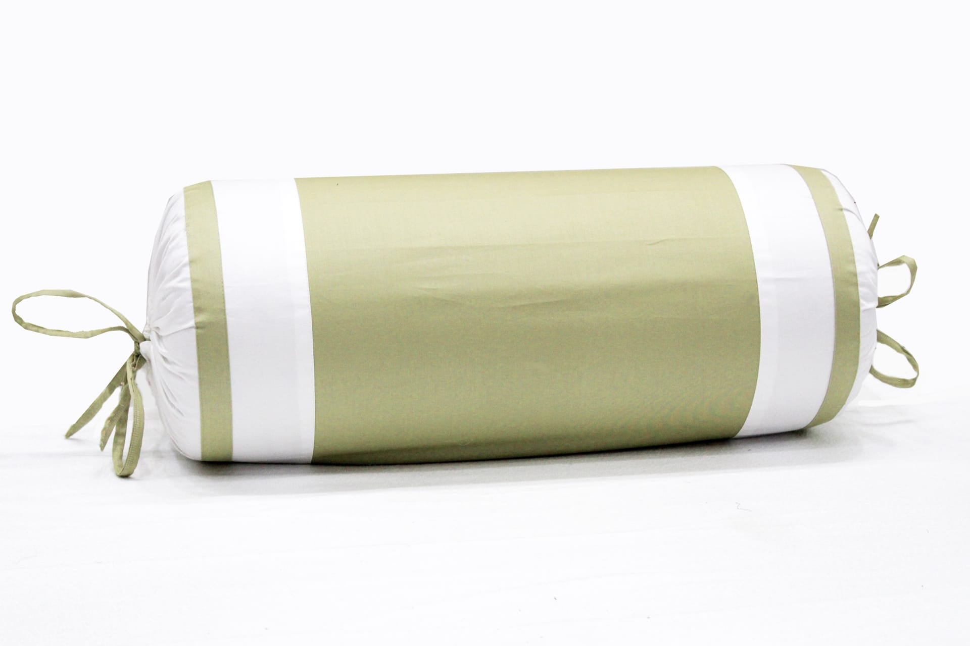 400 TC Luxurious Cotton Satin Bolster Cover Set in Light Green-2Pcs