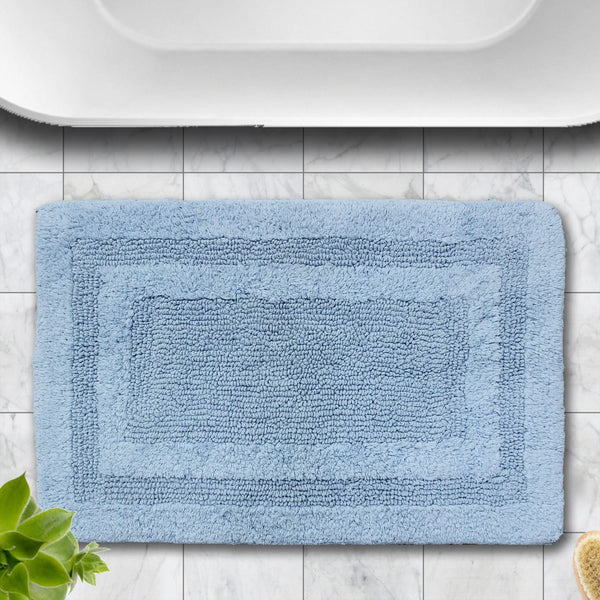 Non Slip Luxury Reversible Cotton Bathmat In Light Sky Online At Best Prices